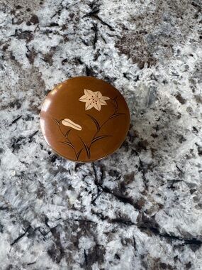 Vintage Round Brown Floral Trinket Box